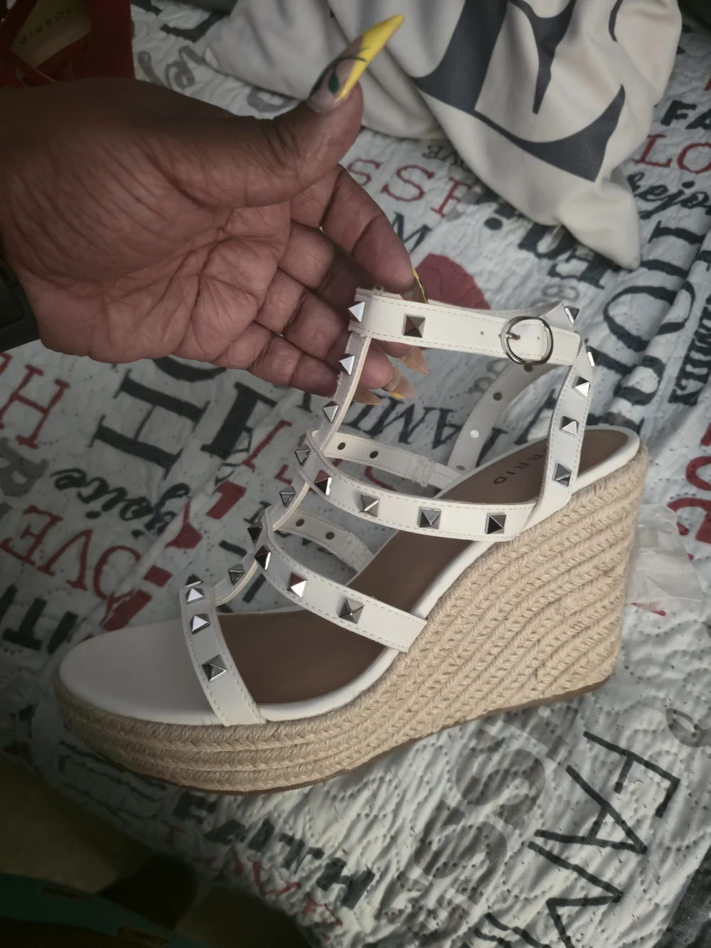 Bnnw torrid Red Laser-Cut Heels & White Studded Gladiator Sandals
